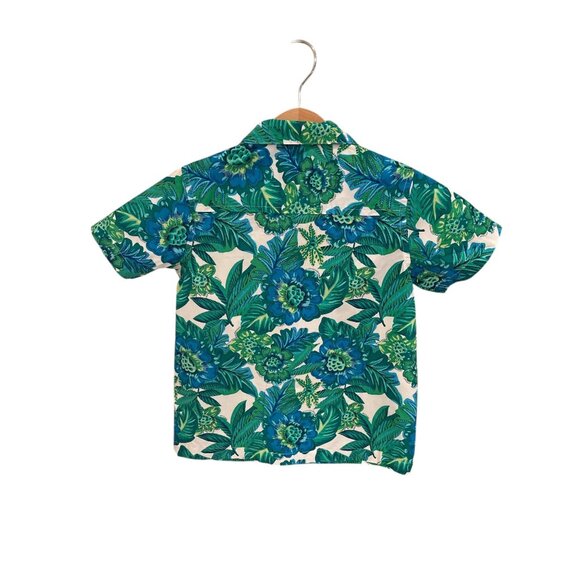Janie And Jack Boys Hawaiian Print Button-Up Shirts Size 4 Cotton Blue & Green S - Picture 5 of 15